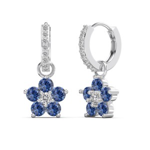 S925 Blooming Zirconia Flower Hoop Earring 60300163