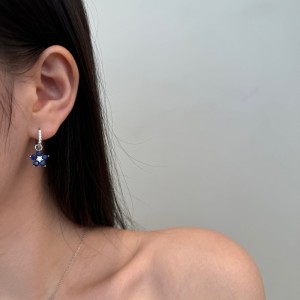 S925 Blooming Zirconia Flower Hoop Earring 60300163