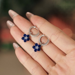 S925 Blooming Zirconia Flower Hoop Earring 60300163