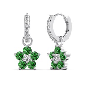 S925 Blooming Zirconia Flower Hoop Earring 60300163