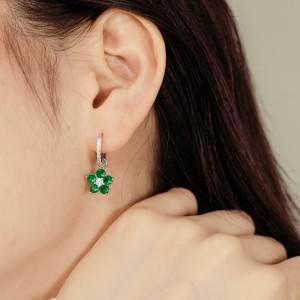 S925 Blooming Zirconia Flower Hoop Earring 60300163
