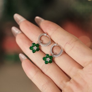 S925 Blooming Zirconia Flower Hoop Earring 60300163