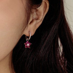 S925 Blooming Zirconia Flower Hoop Earring 60300163