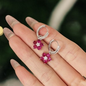 S925 Blooming Zirconia Flower Hoop Earring 60300163