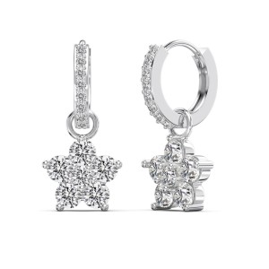 S925 Blooming Zirconia Flower Hoop Earring 60300163