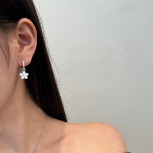 S925 Blooming Zirconia Flower Hoop Earring 60300163