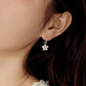 S925 Blooming Zirconia Flower Hoop Earring 60300163