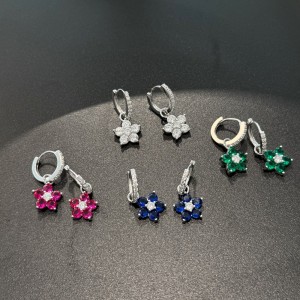 S925 Blooming Zirconia Flower Hoop Earring 60300163