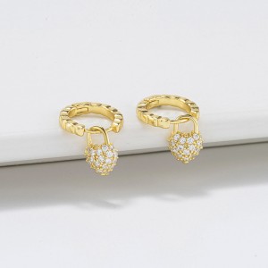 S925 Sweet Zirconia Heart Hoop Charm Earring 60300164