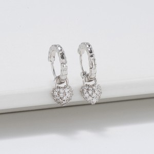 S925 Sweet Zirconia Heart Hoop Charm Earring 60300164