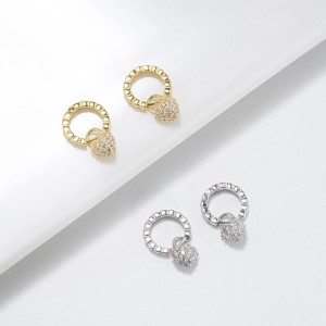 S925 Sweet Zirconia Heart Hoop Charm Earring 60300164