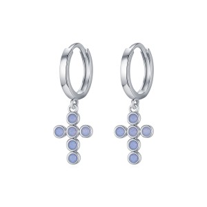 925 Sterling Silver Opal Cross Dangle Earring 60300167