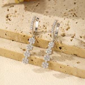 925 Sterling Silver Zirconia Flower Hoop Earring 60300168