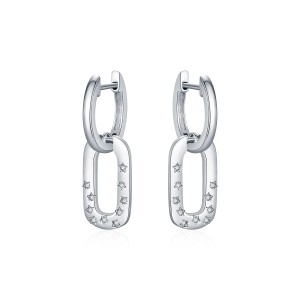 925 Sterling Silver Zirconia Star Hoop Earring 60300169