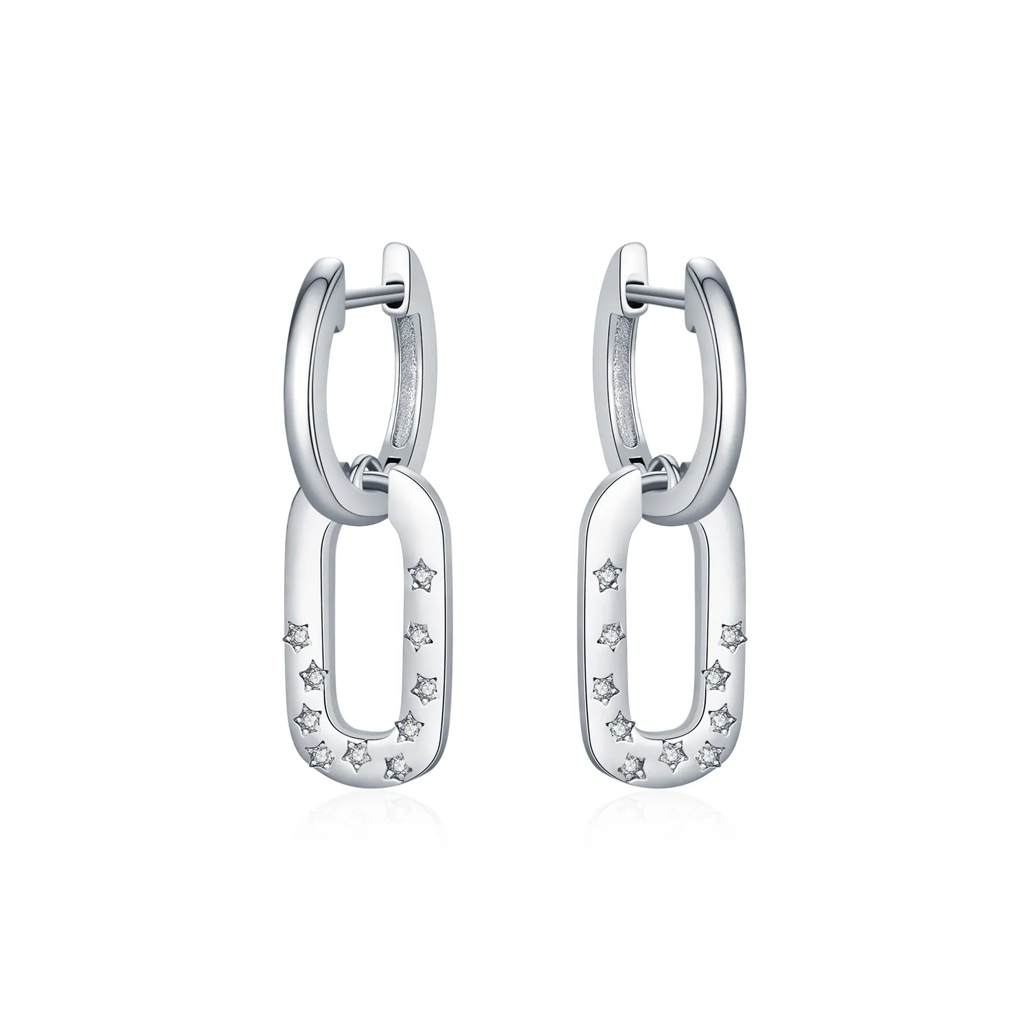 925 Sterling Silver Zirconia Star Hoop Earring 60300169