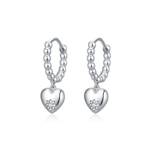 S925 Zirconia Heart Beans Hoop Earring 60300170