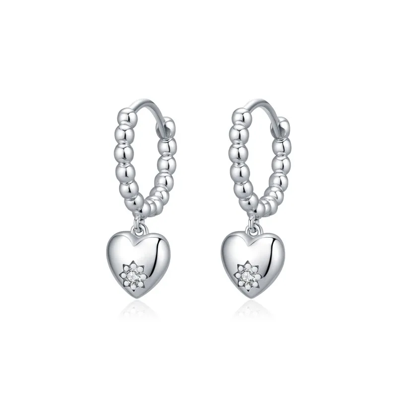 S925 Zirconia Heart Beans Hoop Earring 60300170