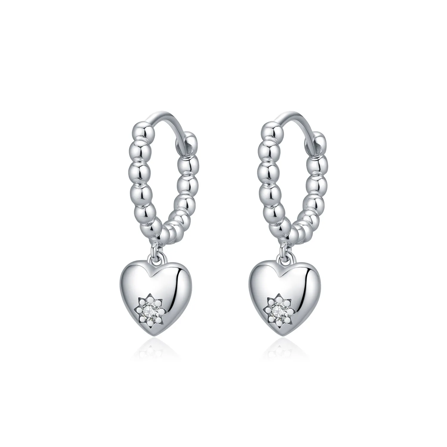 S925 Zirconia Heart Beans Hoop Earring 60300170