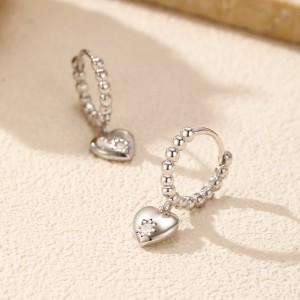 S925 Zirconia Heart Beans Hoop Earring 60300170