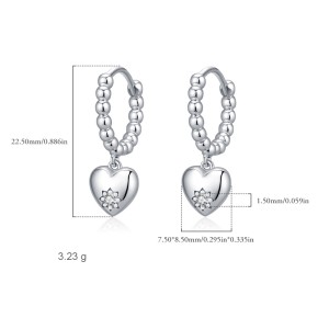 S925 Zirconia Heart Beans Hoop Earring 60300170