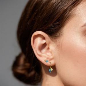 925 Sterling Silver Leaf Sea Star Pearl Hoop Earring 60300172