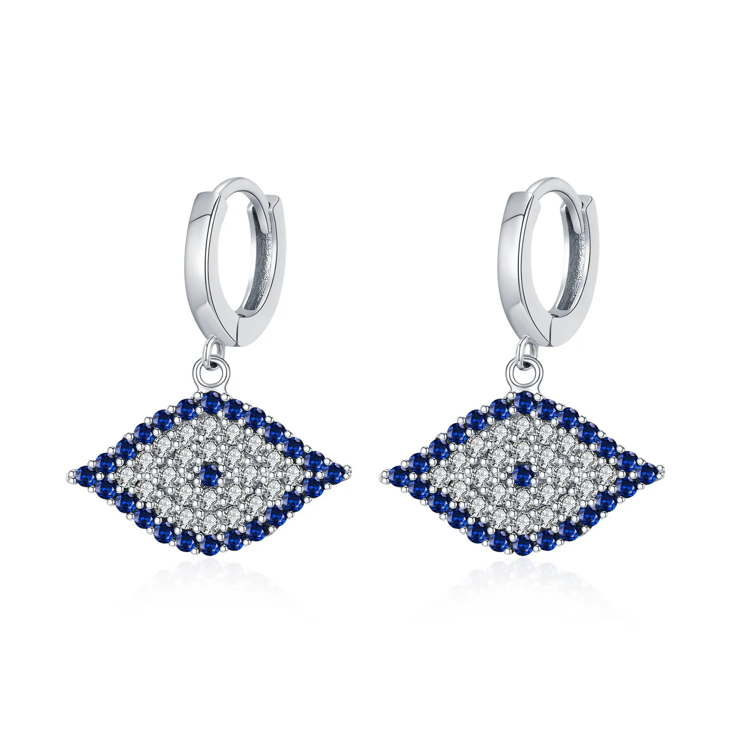 925 Sterling Silver Zirconia Evil Eye Hoop Earring 60300173