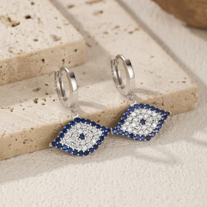 925 Sterling Silver Zirconia Evil Eye Hoop Earring 60300173