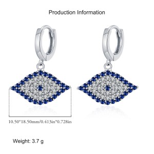 925 Sterling Silver Zirconia Evil Eye Hoop Earring 60300173