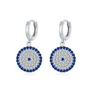 925 Sterling Silver Round Zirconia Pendant Hoop Earring 60300174