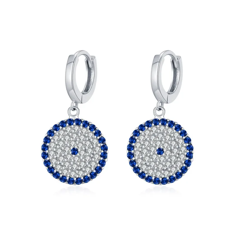 925 Sterling Silver Round Zirconia Pendant Hoop Earring 60300174