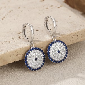 925 Sterling Silver Round Zirconia Pendant Hoop Earring 60300174