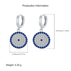 925 Sterling Silver Round Zirconia Pendant Hoop Earring 60300174