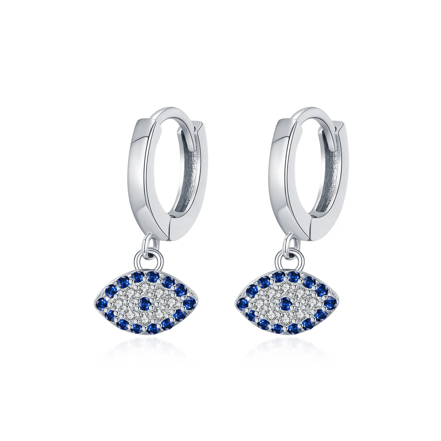 925 Sterling Silver Zirconia Evil Eye Hoop Earring 60300175