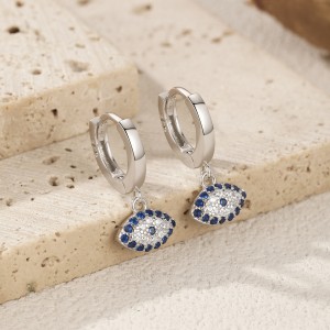 925 Sterling Silver Zirconia Evil Eye Hoop Earring 60300175