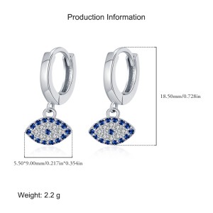 925 Sterling Silver Zirconia Evil Eye Hoop Earring 60300175