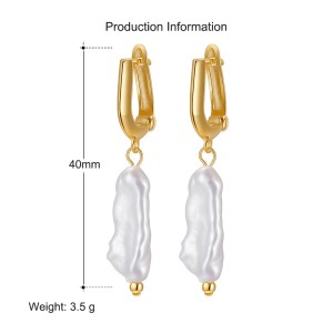925 Sterling Silver Baroque Fresh Water Pearl Hoop Earring 60300176