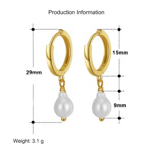 925 Sterling Silver Baroque Fresh Water Pearl Hoop Earring 60300177