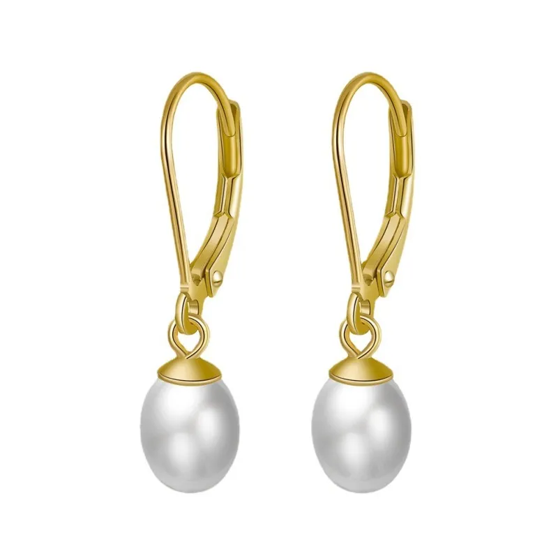 925 Sterling Silver Fresh Water Peal Dangle Hoop Earring 60300178