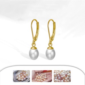 925 Sterling Silver Fresh Water Peal Dangle Hoop Earring 60300178