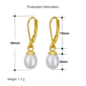 925 Sterling Silver Fresh Water Peal Dangle Hoop Earring 60300178