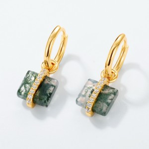 925 Sterling Silver Square Moss Agate Earrings 60300180 925 Sterling Silver Square Moss Agate Earrings 60300180