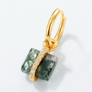 925 Sterling Silver Square Moss Agate Earrings 60300180 925 Sterling Silver Square Moss Agate Earrings 60300180