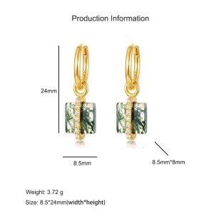 925 Sterling Silver Square Moss Agate Earrings 60300180 925 Sterling Silver Square Moss Agate Earrings 60300180