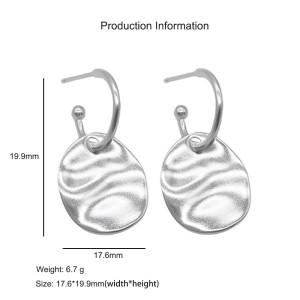 925 Sterling Silver Wrinkle Texture Disc Earring 60300182