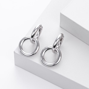 925 Sterling Silver Double Circle Hoop Earring 60300183