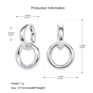 925 Sterling Silver Double Circle Hoop Earring 60300183
