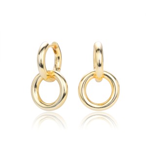 925 Sterling Silver Double Circle Hoop Earring 60300183