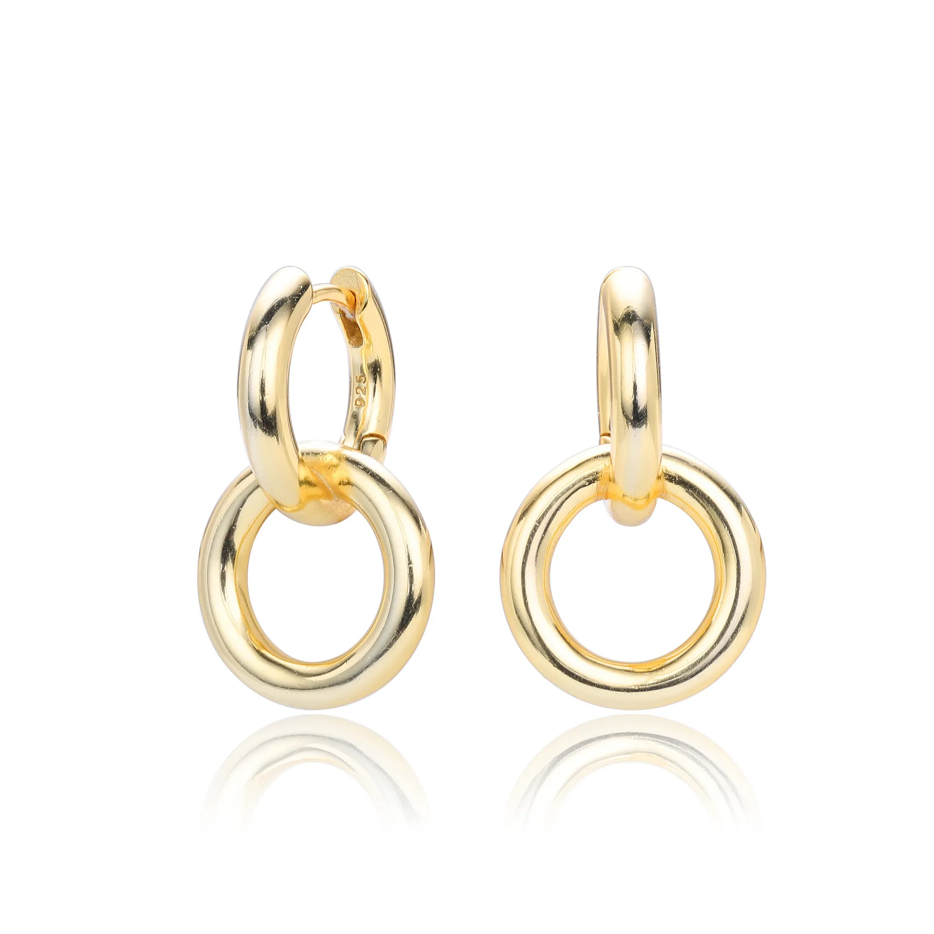 925 Sterling Silver Double Circle Hoop Earring 60300183