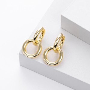 925 Sterling Silver Double Circle Hoop Earring 60300183