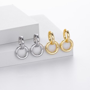 925 Sterling Silver Double Circle Hoop Earring 60300183